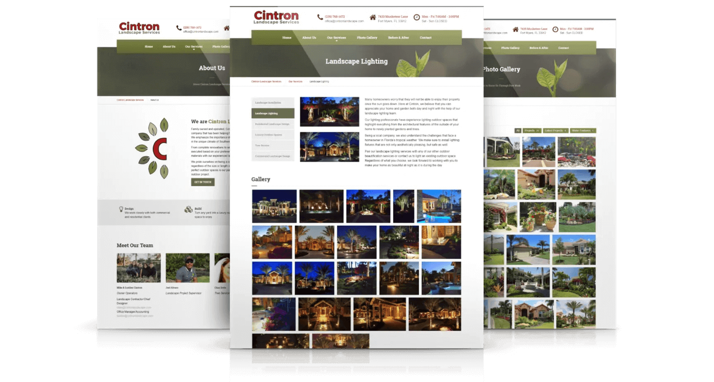 web design landscape company web pages