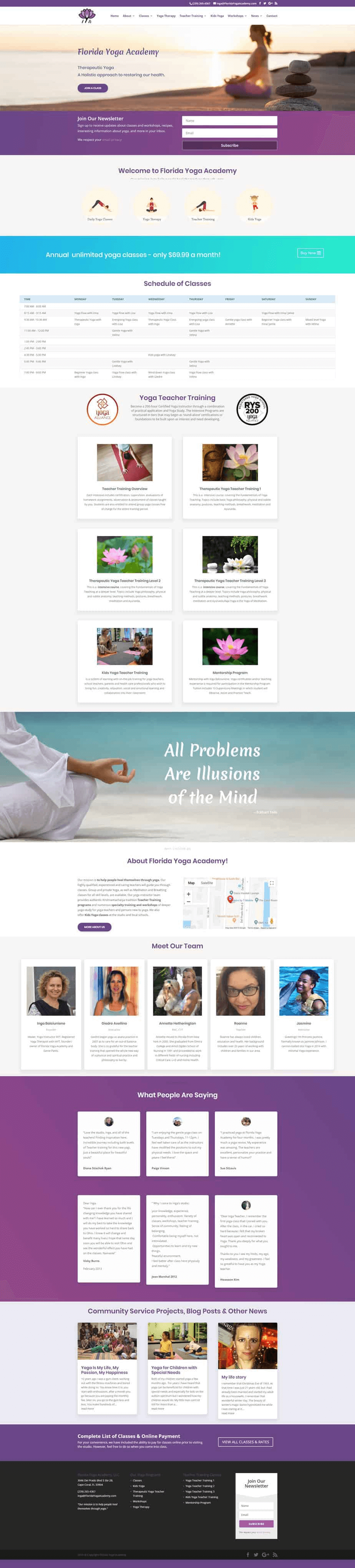 yoga studio website home page